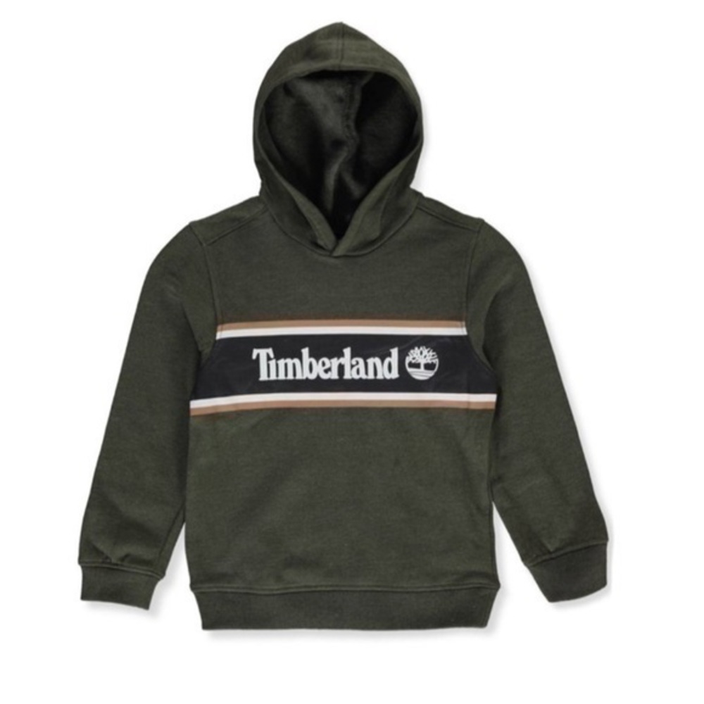 TIMBERLAND Boys Green Pullover logo hoodie sweatshirt